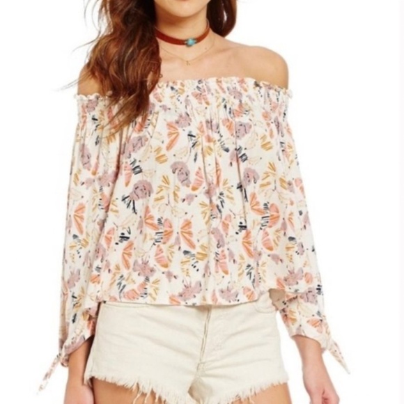 Free People We The Free Floral Off The Shoulder Top - Picture 1 of 5